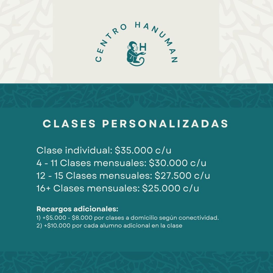 Precios de clases personalizadas en Centro Hanuman